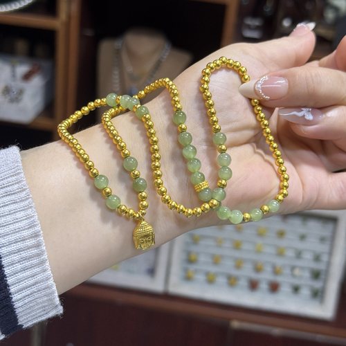 金包银多圈手链diy和田玉圆珠