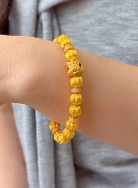 金包银醒狮南瓜手串拉丝工艺国风