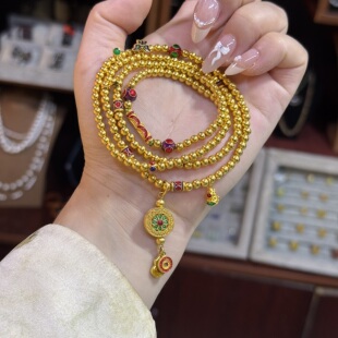 盛尊金包银三圈手链diy项链手串女圆珠新款珐琅彩散珠挂坠送女友