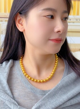 金包银古法圆珠项链金店爆款专柜