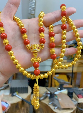 金包银爆款镶钻醒狮项串金店同款