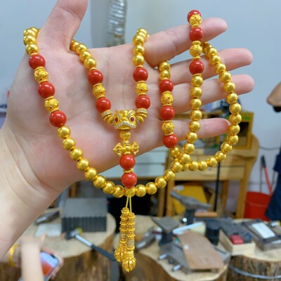 金包银爆款镶钻醒狮项串金店同款