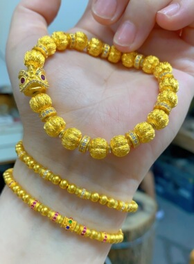 爆闪镶钻醒狮南瓜金包银手串国风