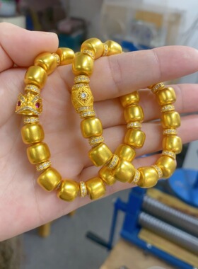 花丝镶钻金包银手串方糖珠可diy