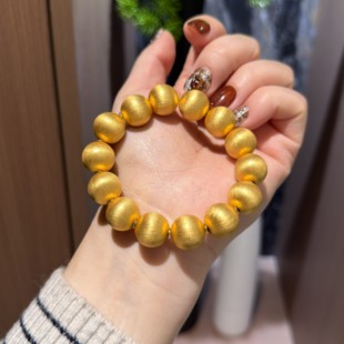 金包银圆珠手链古法拉丝光珠手串私人订制男女新款送老公七夕礼物