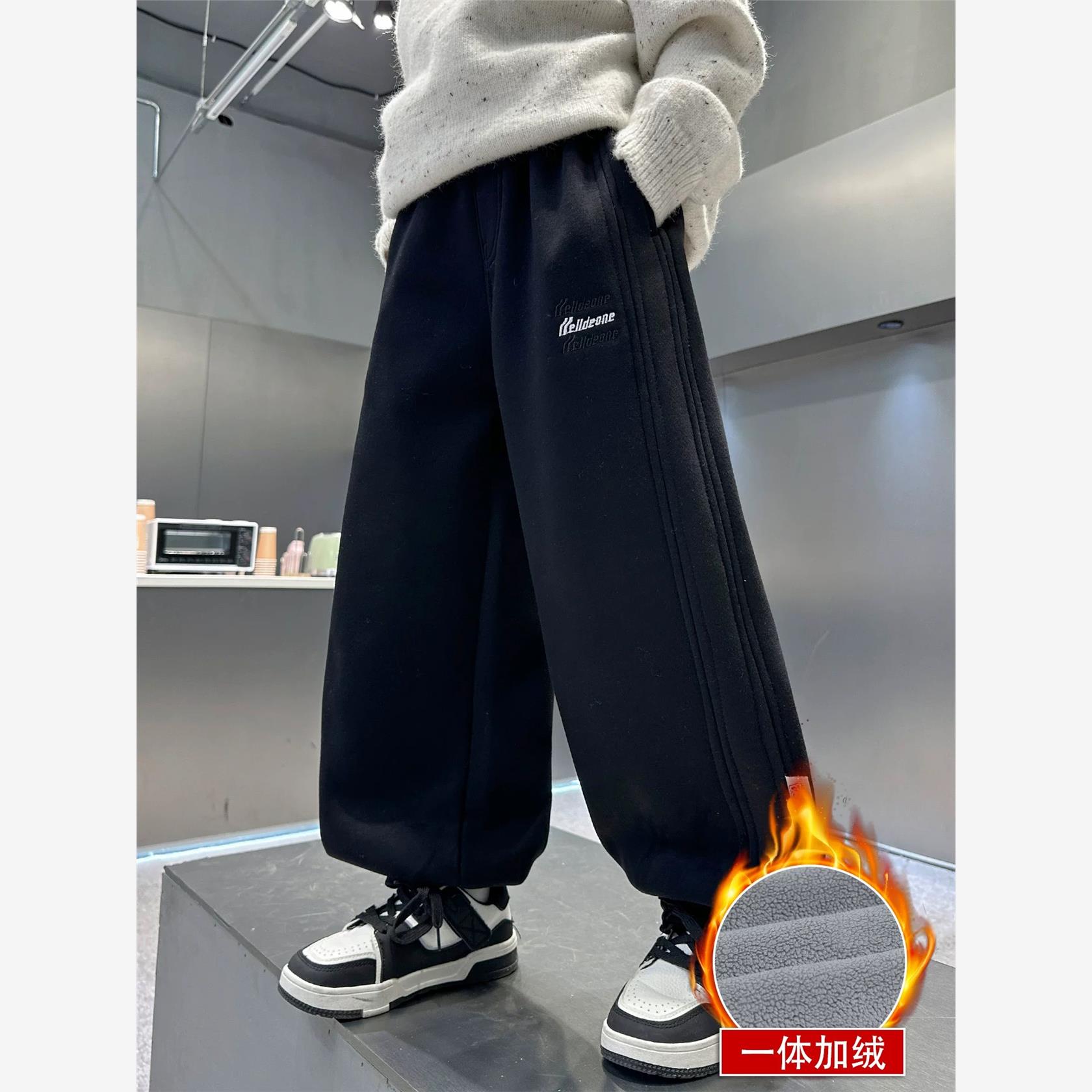 男童冬季一体加绒裤子中大童