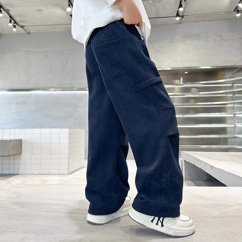男童裤子春秋款2026新款秋季中大童灯芯绒男孩秋装儿童直筒运动裤