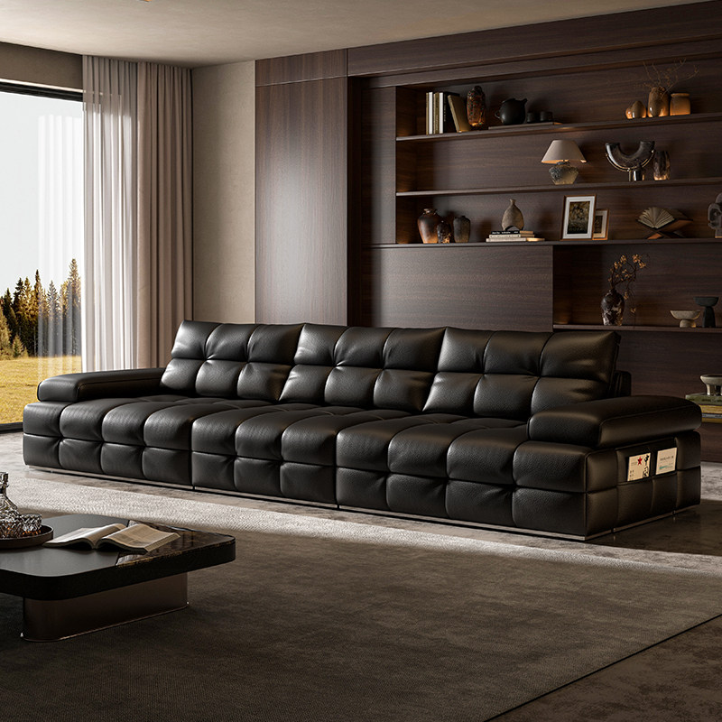 越映龙吟沙发意式全真皮客厅极简风高端直排头层牛皮全青皮客厅