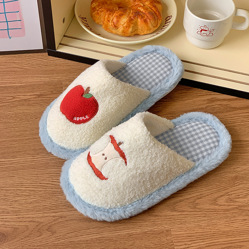 可爱红苹果少女心简约毛毛鞋