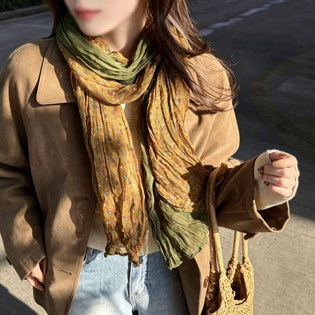 复古文艺棉麻秋冬高级感披肩
