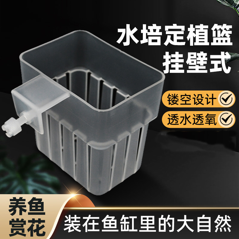 镂空花盆水培鱼缸水培定植篮水草种植杯壁挂式加厚家用透明水培篮