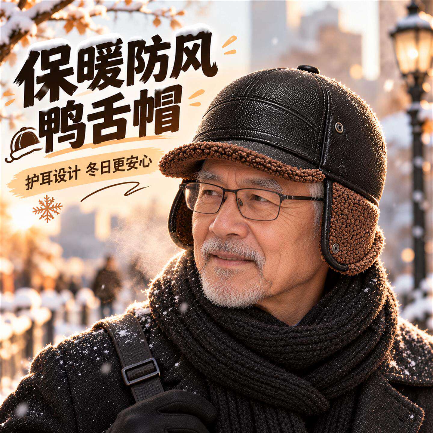中老年男士秋冬加厚保暖护耳棒球