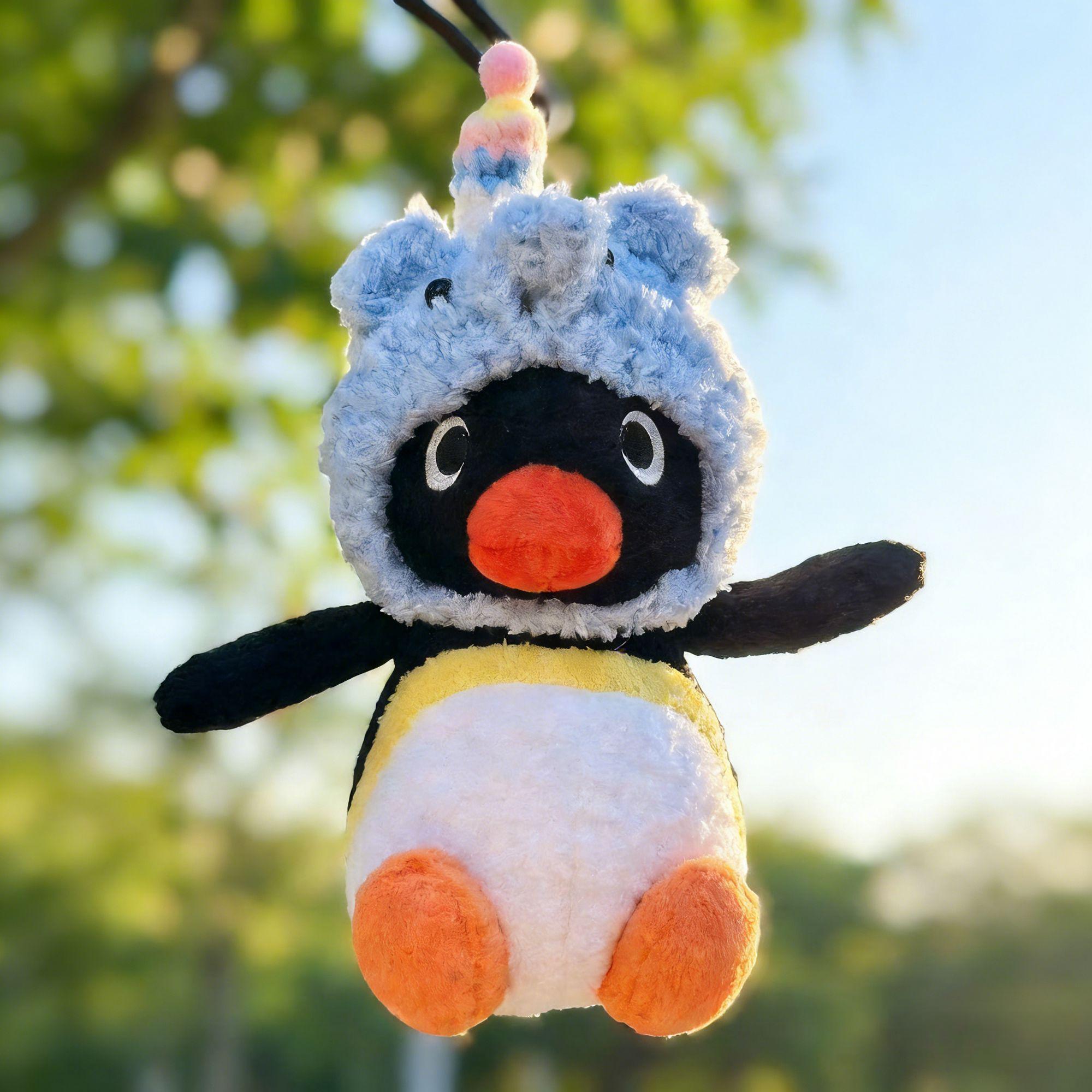 新款正版pingu企鹅包挂饰卡通小象套装包挂件可爱毛绒玩偶钥匙扣