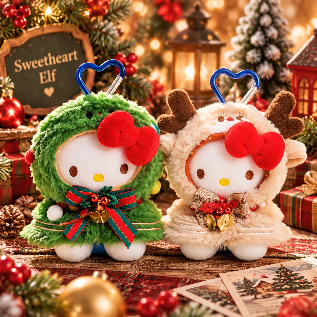 正版HelloKitty圣诞毛绒玩偶包挂件卡通公仔钥匙扣可爱背包挂饰