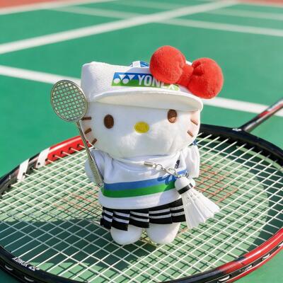 正版hellokitty包包挂件KT猫可爱羽毛球套装毛绒玩偶钥匙扣包挂饰