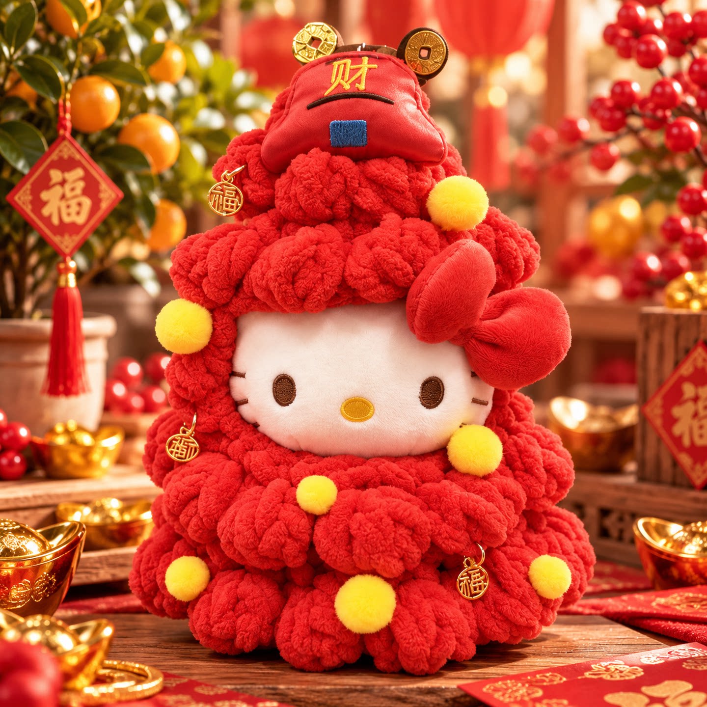 新正版HelloKitty发财树毛绒包挂件卡通玩偶节日礼物背包挂饰摆件