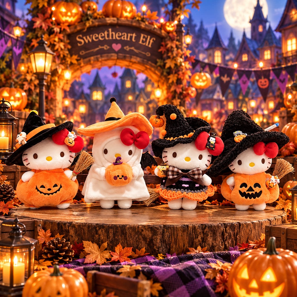 正版万圣节HelloKitty毛绒包挂件卡通钥匙扣挂饰情侣礼物车载装饰