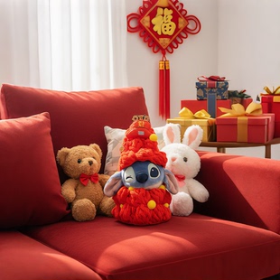 正版史迪仔新年红色毛绒包包挂饰挂件卡通可爱玩偶钥匙扣礼物女生
