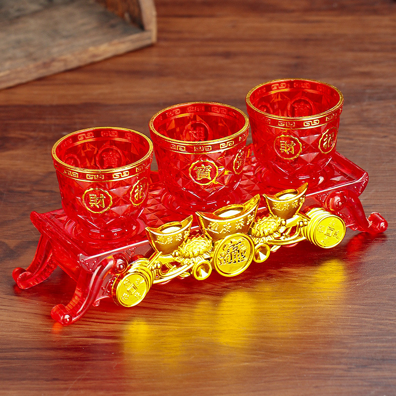 琉璃家用酒杯財(cái)神爺供酒杯佛前供佛水杯仙家供杯供神貢杯佛具擺件