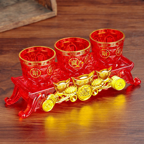 琉璃家用酒杯财神爷供酒杯佛前供佛水杯仙家供杯供神贡杯佛具摆件