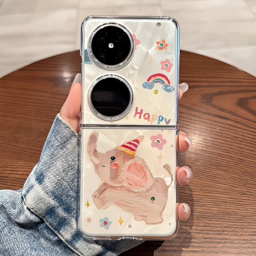适用华为pocket2手机壳p50pockets透明折叠防摔女生novaflip可爱士vivo xflip硬式外壳OPPO Find N3 Flip n2