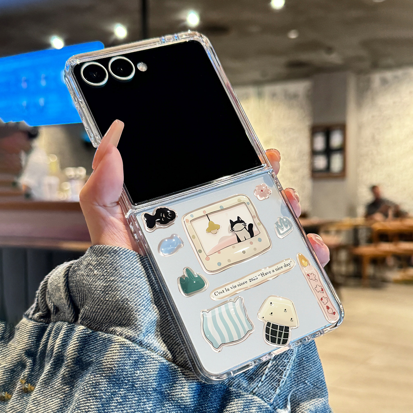 适用三星zflip7/zflip6/zflip5/zflip4手机壳w24新款折叠屏超薄透明猫咪贴纸全包防摔男女款硬壳保护套,3C数码配件,手机保护套/壳,淘宝优惠券,粉丝福利购,淘宝优惠卷