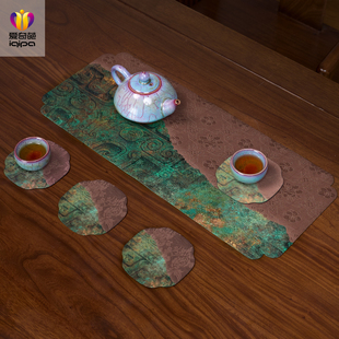 爱奇葩 布艺防烫茶杯垫茶具配件隔热垫 原创青铜高级茶托杯垫中式