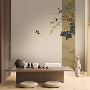 宋氏美学水墨山水客厅墙布客厅沙发电视背景壁布茶室床头立体壁画