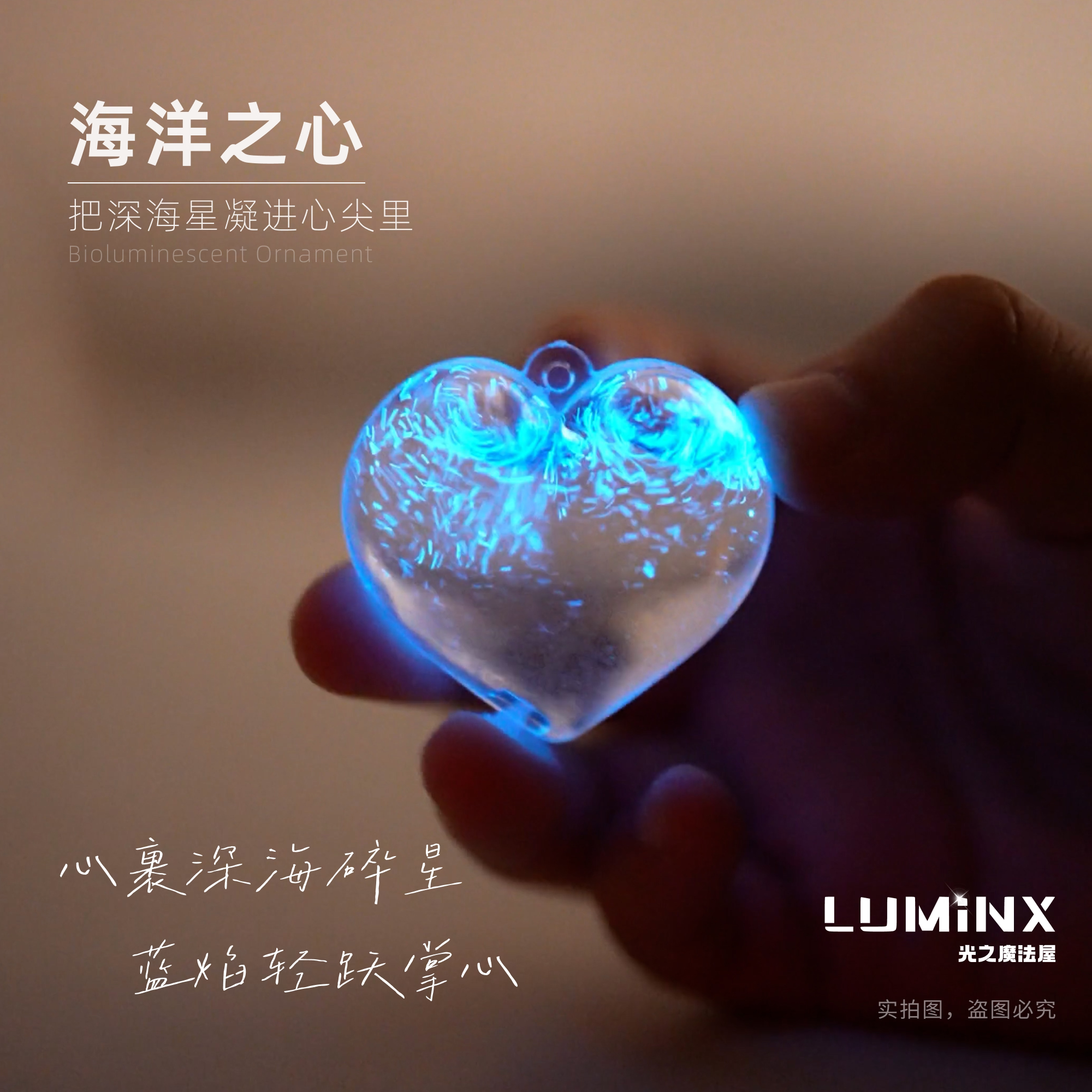 蓝眼泪 发光海藻 夜光藻 海洋之心吊坠套餐 送人礼物 LUMiNX