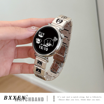 适用华为gt5表带gt4夏季新款GT5pro小狗金属表带watch4pro女智能手表watch3pro夏天可爱gt3时尚小众gt2男腕带