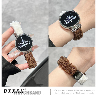 适用华为gt6手表gt5表带gt4新款GT5pro羊羊卷毛绒watch5女智能手表watch4/3pro可爱创意gt3休闲磁吸扣gt2男款