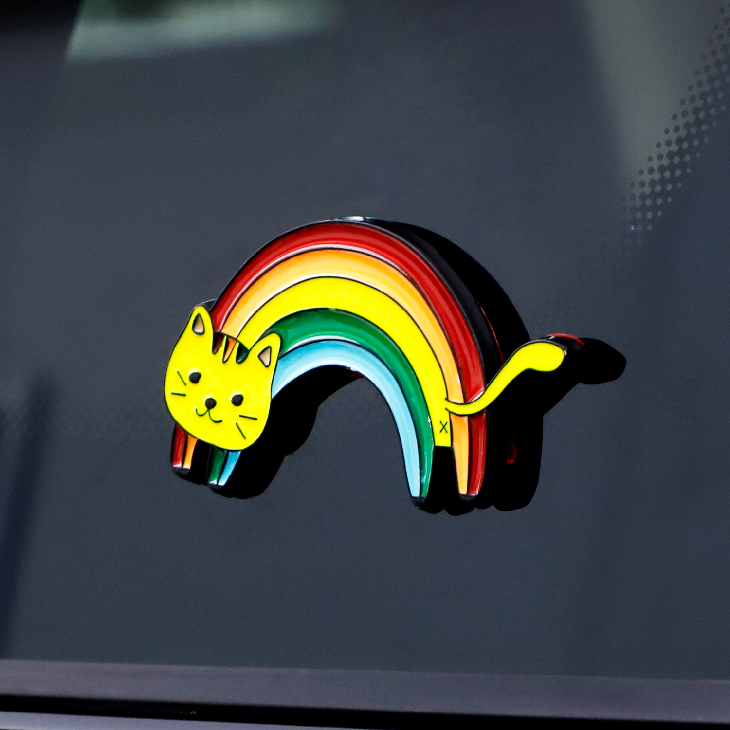 DIYSMART彩虹猫车贴金属徽章理想滴胶车贴车标划痕遮挡车身防刮