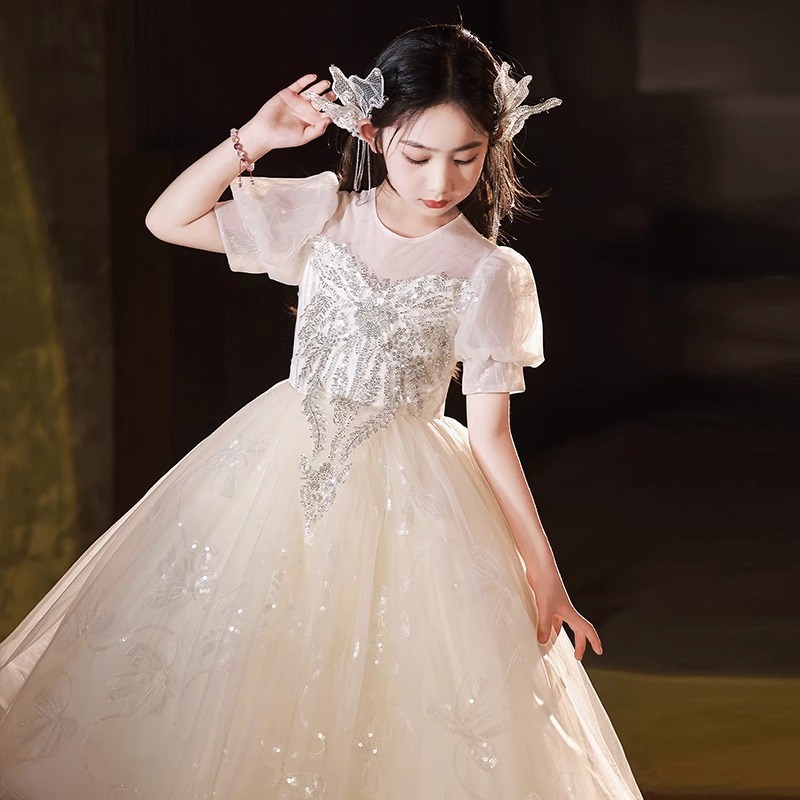 中大童礼服女童胖妹妹MM公主裙甜美主持人舞蹈钢琴毕业艺考演出服