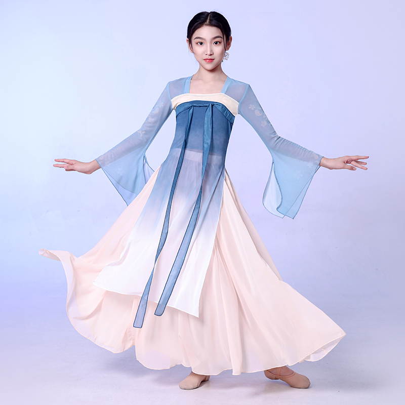汉唐舞蹈服儿童中国风裙款仙气扇子舞演出服女童古典舞纱衣练功服