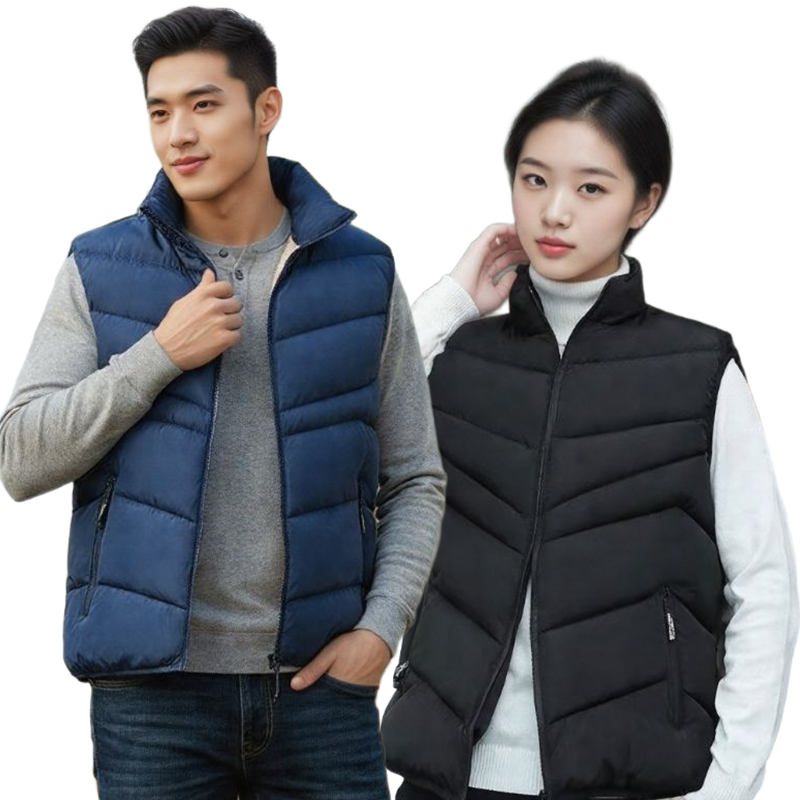 男士百搭可定制logo冬季新款羽绒棉马甲男女立领加厚保暖背心休闲