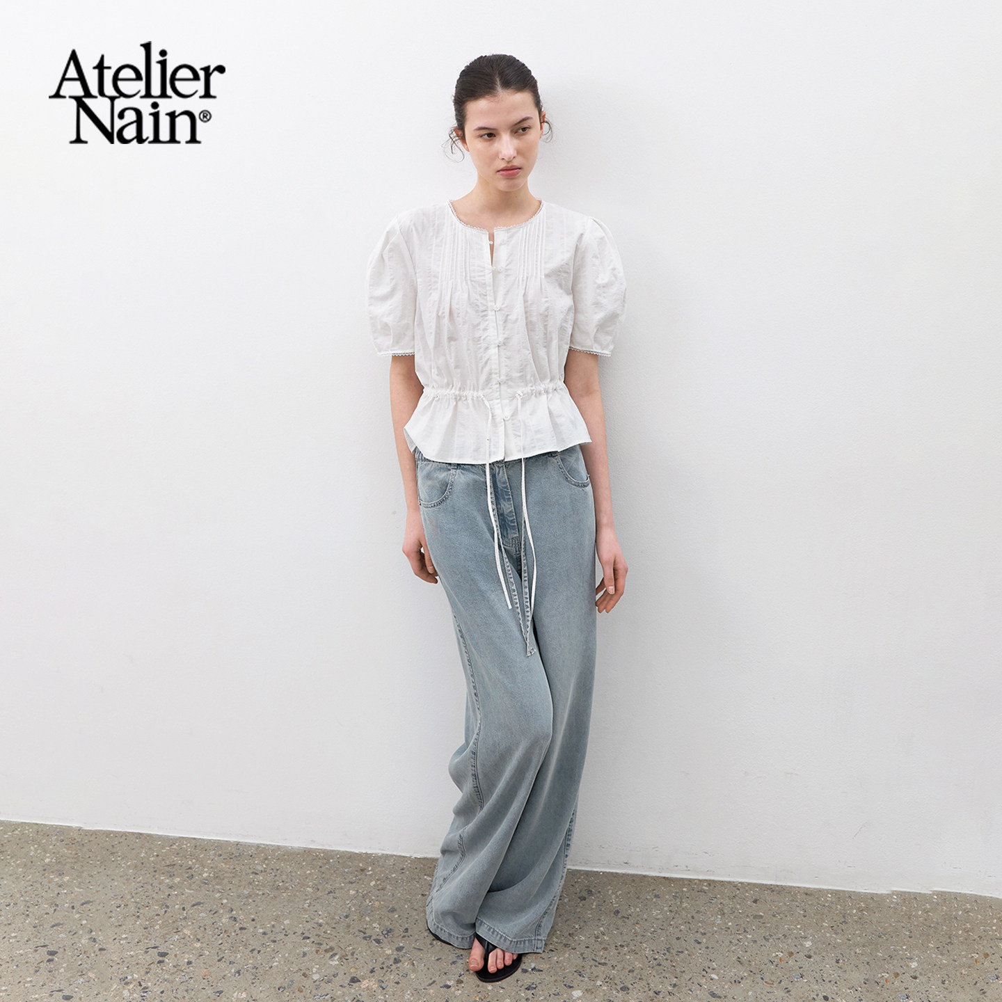 Atelier Nain2026年夏季新款阔腿牛仔裤女韩版宽松直筒裤显瘦百搭