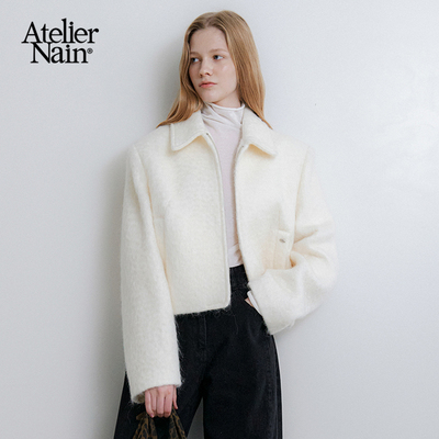 Atelier Nain2025年冬季新款毛呢短外套翻领拉链韩版女神小众上衣