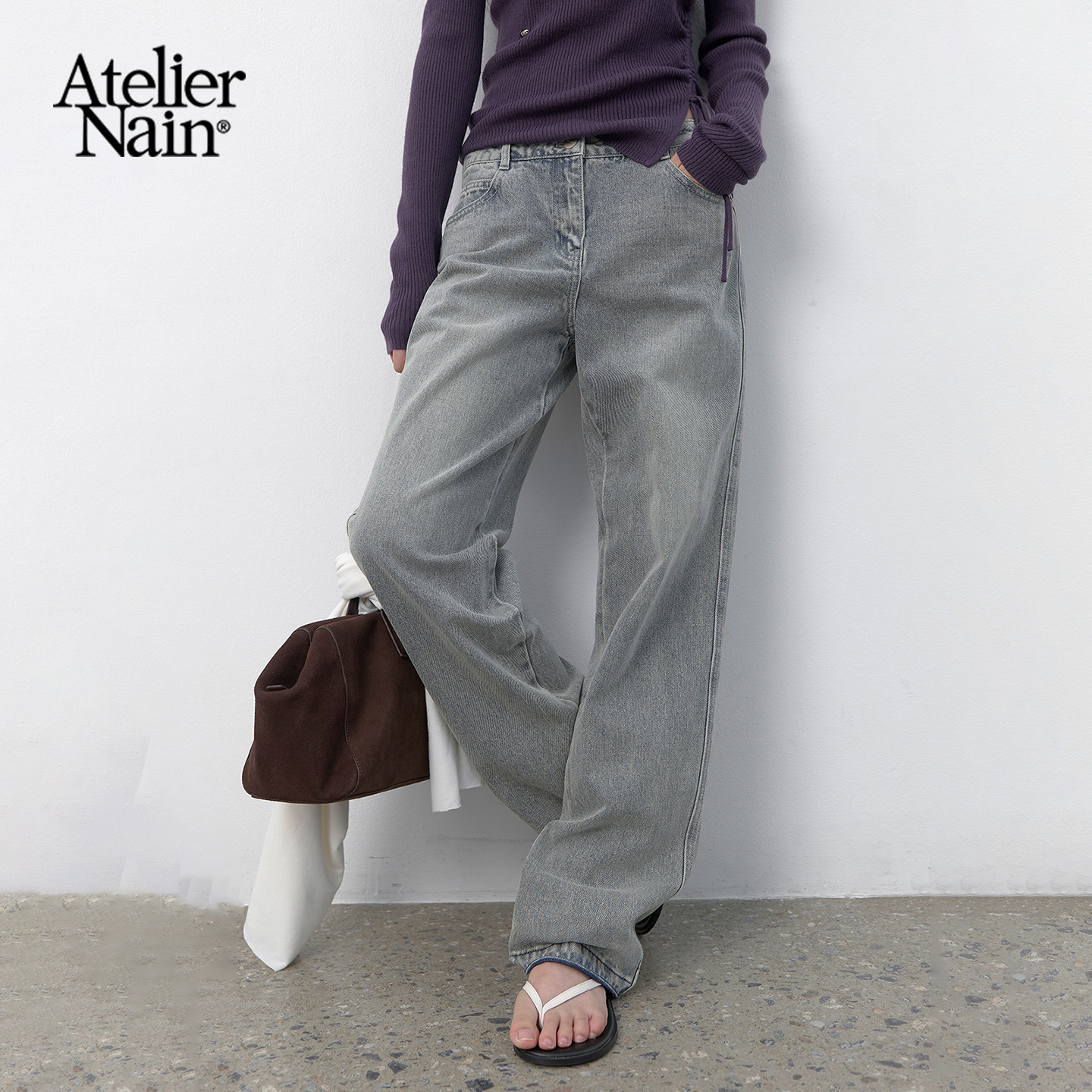 Atelier Nain2026秋季新款低腰经典直筒牛仔裤复古宽松休闲长裤女