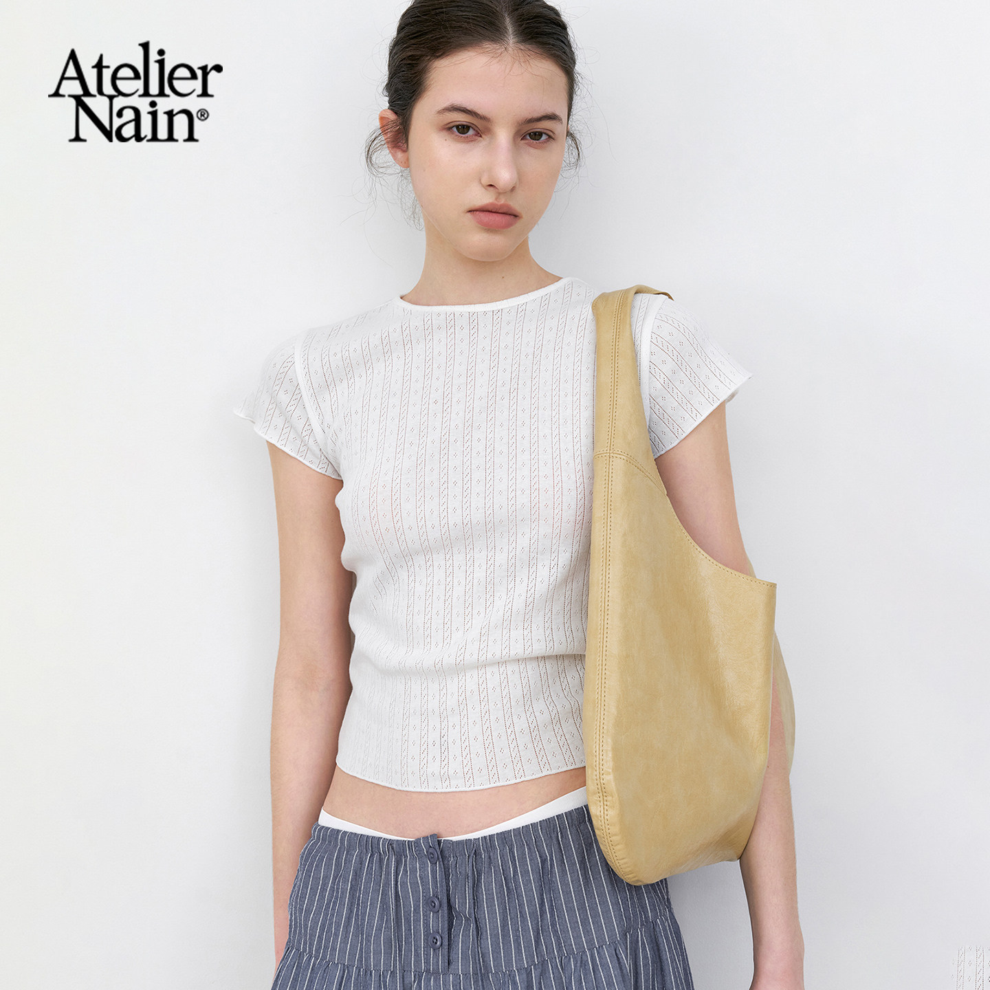 Atelier Nain2026夏季新款修身圆领短袖T恤韩版通勤休闲风上衣女