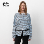 Nain2026年春季 新款 条纹针织开衫 Atelier 韩版 学院风甜美外套上衣