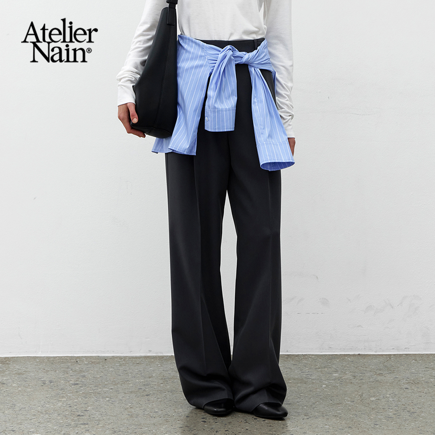 Atelier Nain2025年秋季新款休闲裤时尚通勤百搭高腰显瘦阔腿裤女