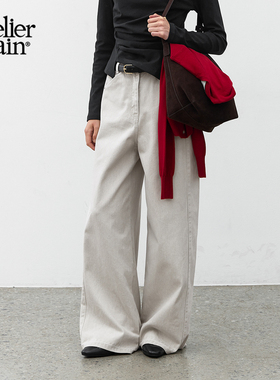 Atelier Nain2025年秋季新款牛仔裤韩版简约直筒阔腿裤设计感长裤