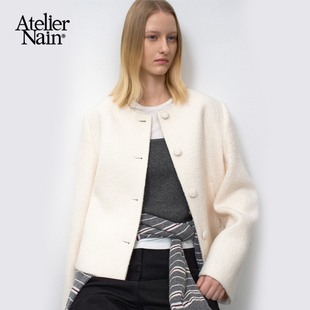 Atelier 羊毛呢简约小圆领小香风百搭短外套女 Nain2025年秋冬新款