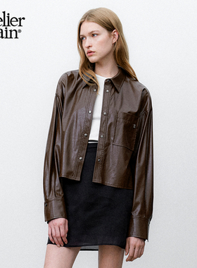 Atelier Nain2025年秋冬新款琥珀流光风皮衣衬衫外套时尚显瘦百搭