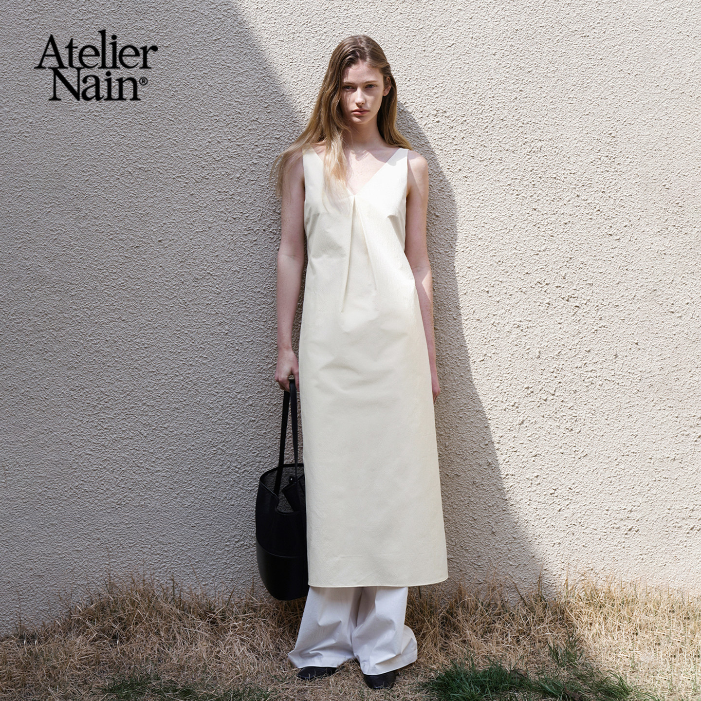 【允仔同款】Atelier Nain2026年春季新款V领连衣裙长款仙女裙子