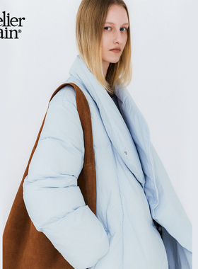 Atelier Nain2025年冬季新款系带收腰羽绒服女中长款立领保暖外套