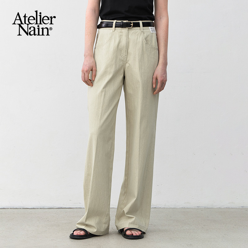 Atelier Nain2025年夏季新款薄款休闲裤时尚百搭长裤直筒牛仔裤女