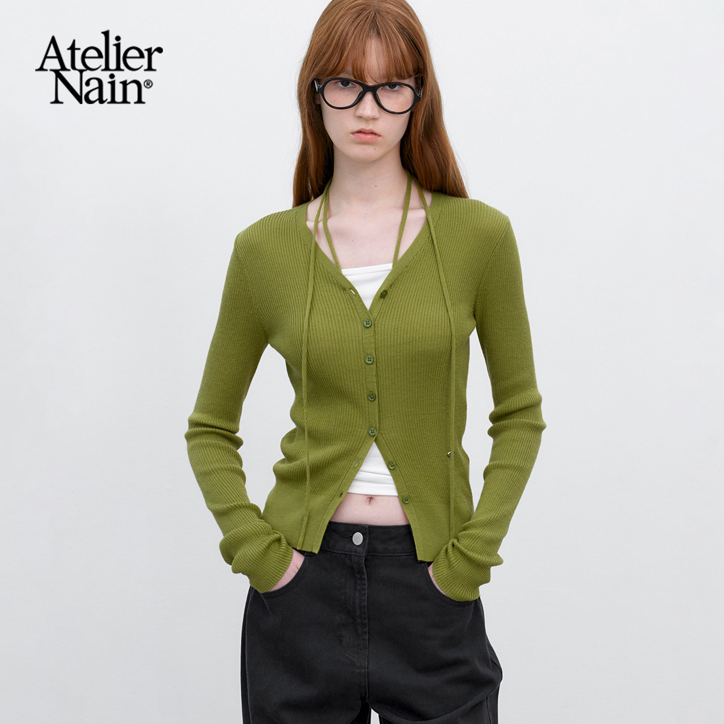 Atelier Nain2026年春季新款针织开衫女韩版修身小众设计感上衣