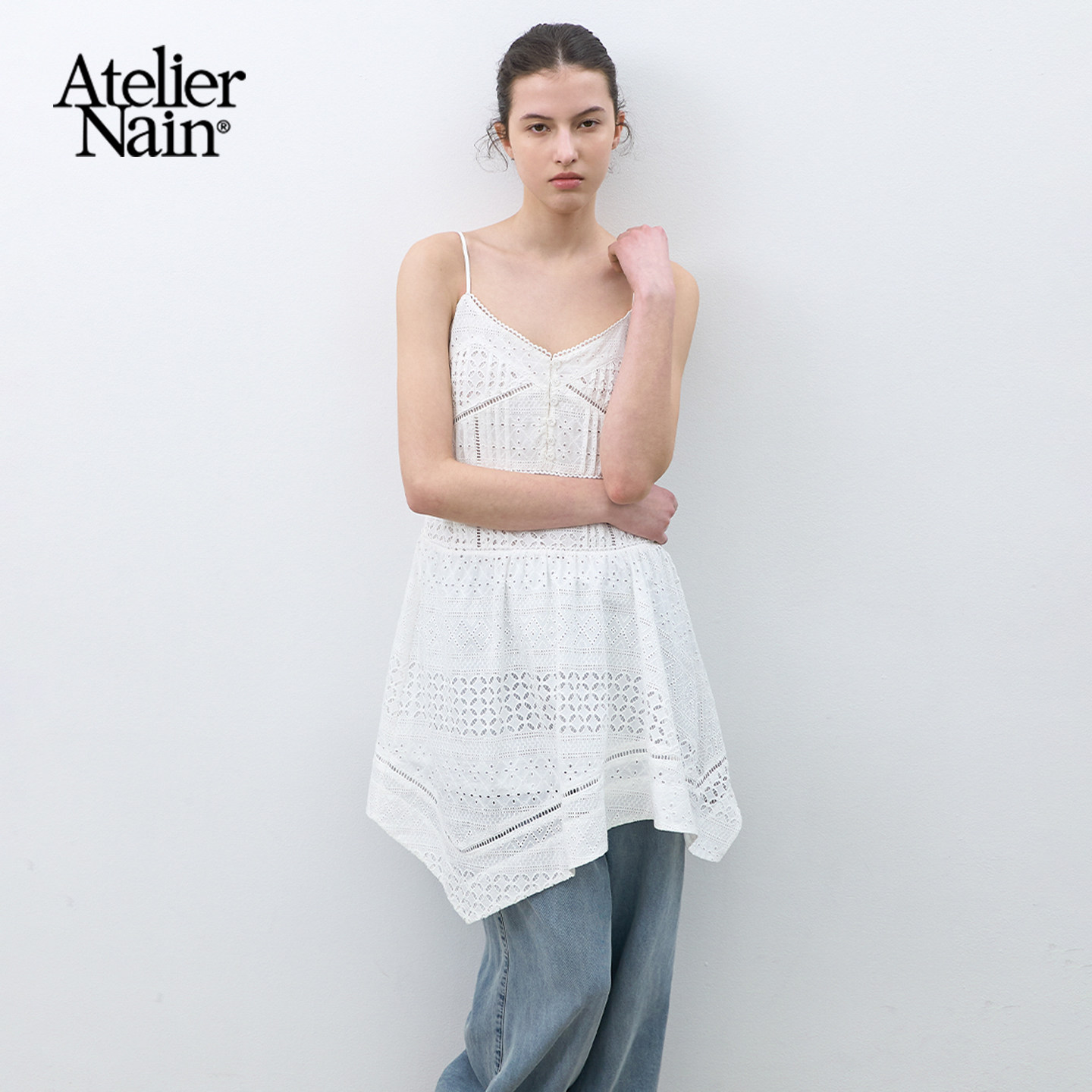 Atelier Nain2026年夏季新款裙子法式浪漫风镂空蕾丝吊带连衣裙女