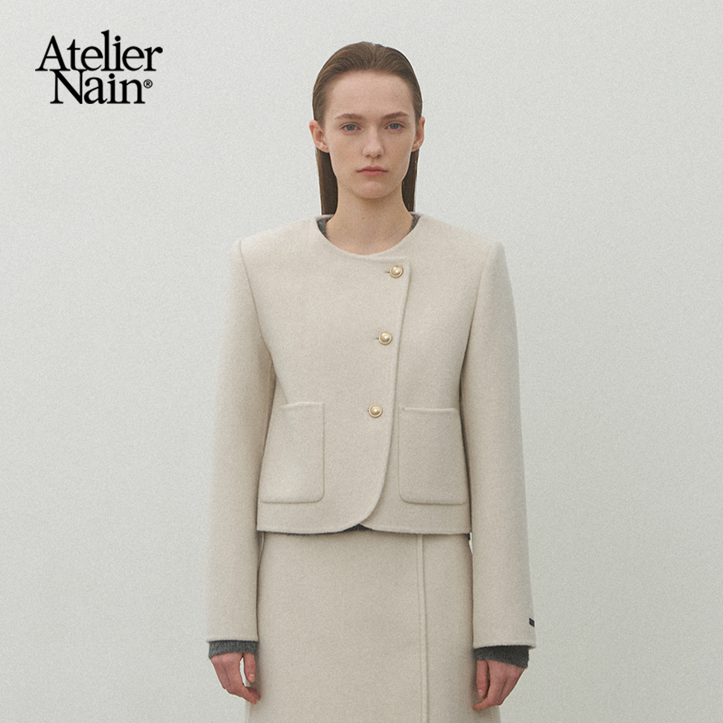 Atelier Nain2025年秋冬新款羊毛短款外套女小个子轻熟风毛呢上衣